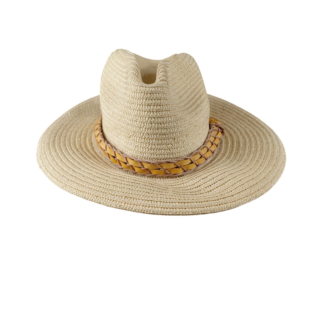 Columbia Sportswear Unisex Straw Fedora Sun Hat Beige S/M 108 CU9269